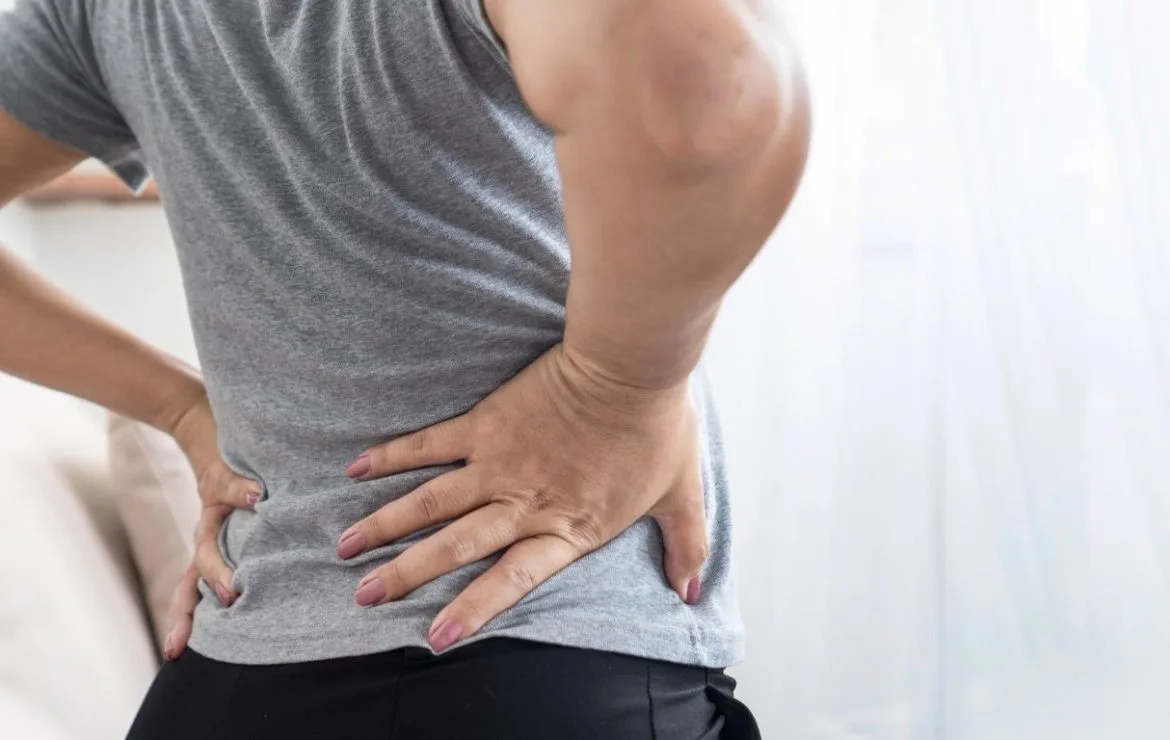 Hip arthritis. Person with hip pain.